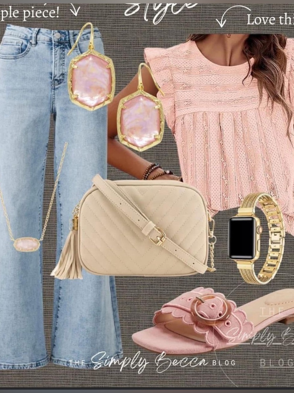 Women’s Blush Pink Ruffled Eyelet Blouse - Feminine Pleated Top